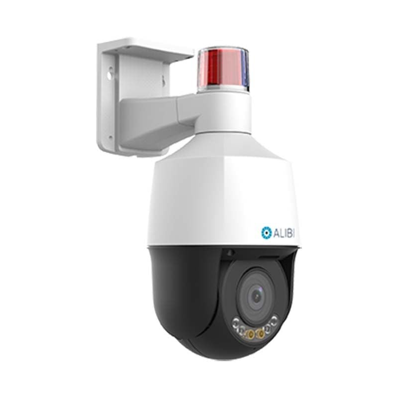Alibi Vigilant 5MP IP 5x Outdoor Mini PTZ 164 ft IR 49 ft IllumiNite Starlight SmartSense Camera with Built-in Mic, Speaker, Alarm, and Red-Blue Strobe Light