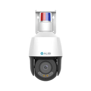 Alibi Vigilant 5MP IP 5x Outdoor Mini PTZ 164 ft IR 49 ft IllumiNite Starlight SmartSense Camera with Built-in Mic, Speaker, Alarm, and Red-Blue Strobe Light